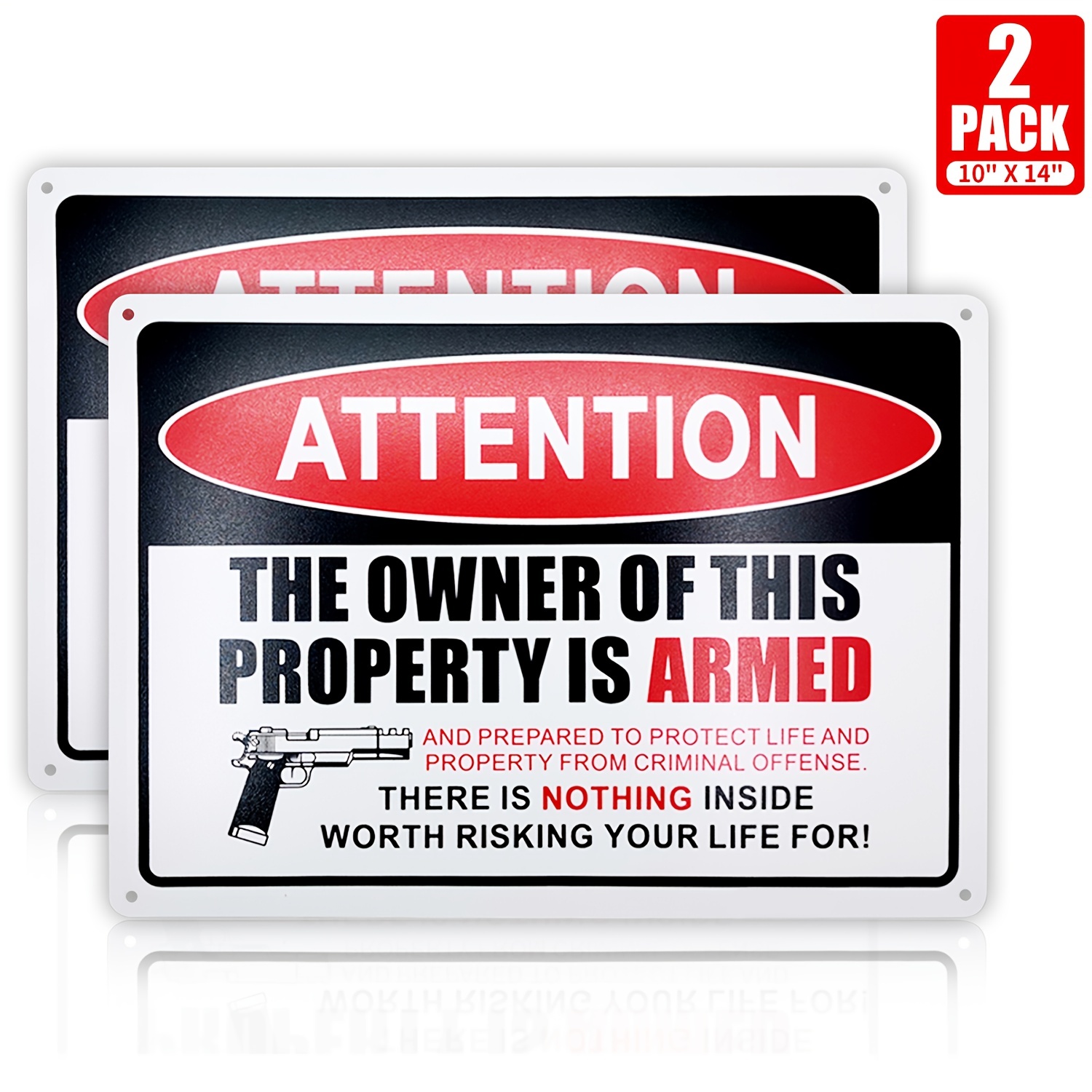 Home Security Outdoor - Silahlı Mülk Güvenlik Levhaları - 10x14