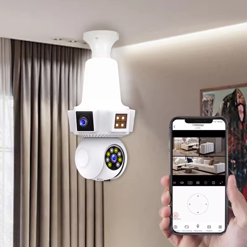 Home Security Flood Lights - 6MP V380pro APP Çift Lens Tam