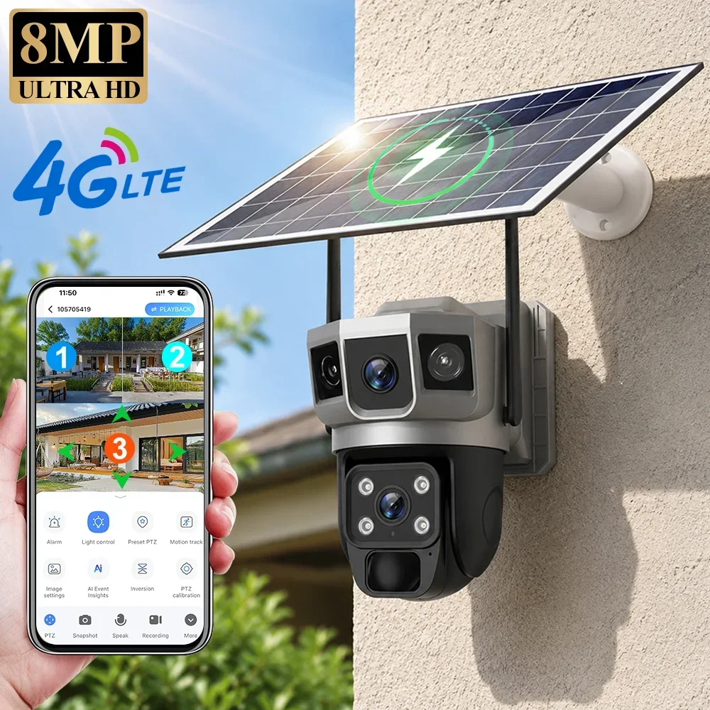 Home Security Ai - V380 4K 3 Ekranlı 4G Kamera