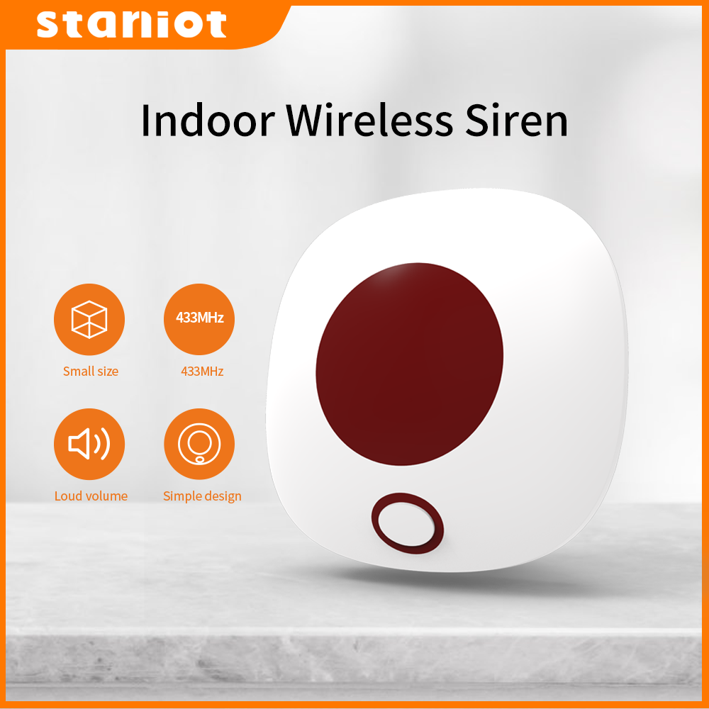 Home Security Equipment - Staniot kapalı kablosuz Siren 433Mhz hırsız