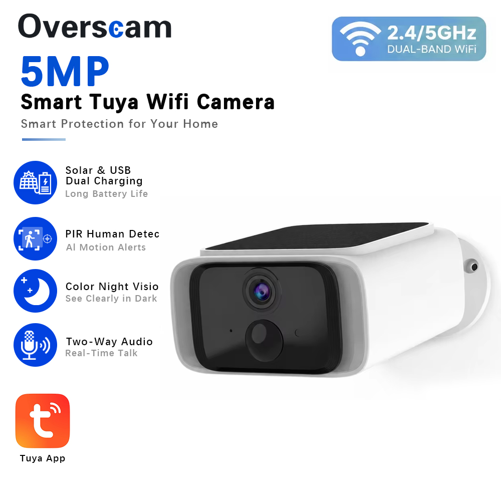 Home Security Front Door - Tuya 5MP Güneş Enerjili Güvenlik Kamerası
